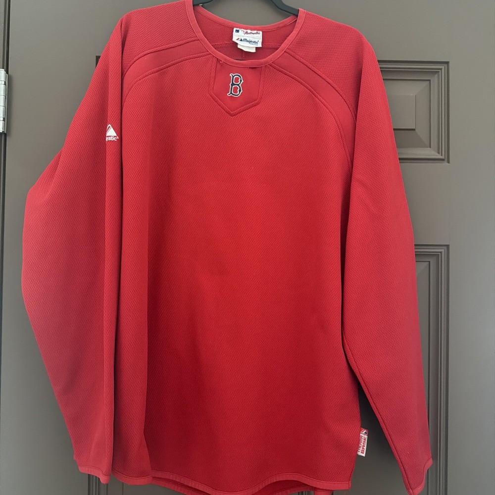 Vtg Boston Red Sox Majestic Authentic Collection Therma Pullover XL MLB Red READ